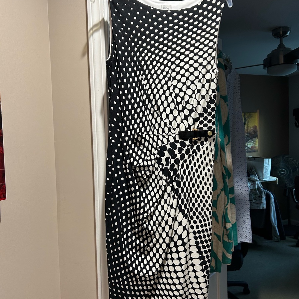 Cache Black and White Asymmetrical Dress